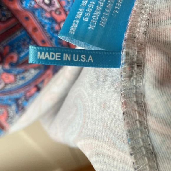 J. McLaughlin Catalina Cloth Top Women's L 3/4 Sleeve Crewneck Paisley USA EUC - Picture 5 of 6